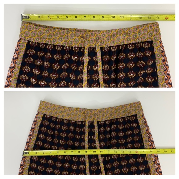 Zara Mixed Print Boho Pull On Wide Leg Cropped Pants High Rise/Drop Crotch Sz Lg - Picture 13 of 16